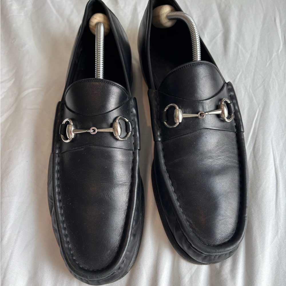 Gucci Black Leather Horsebit Loafers - Picture 1 of 6